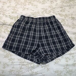 SHEIN Black and White Plaid Pajama Shorts